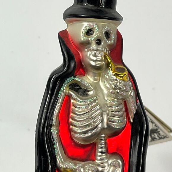 Kurt Adler Polonaise Skeleton Ornament Komozja Glass Halloween 7" Top Hat Rare - Picture 5 of 13